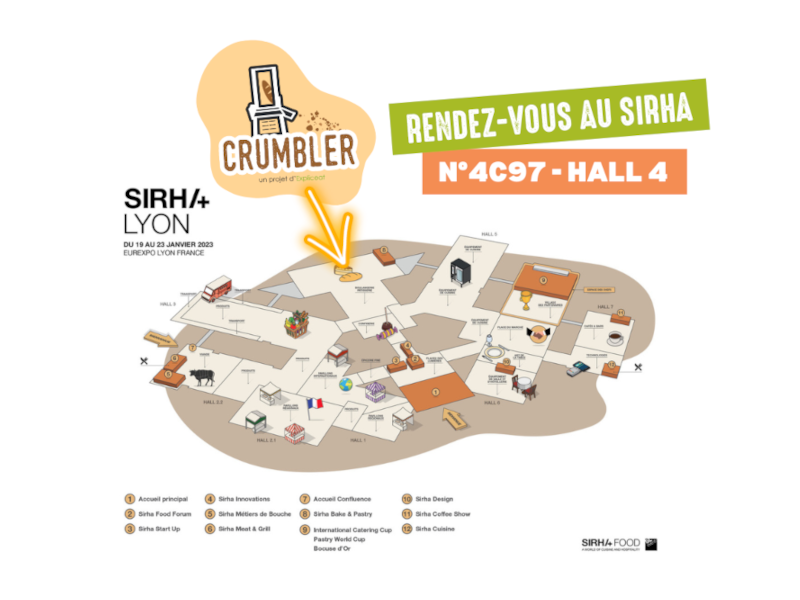 Plan d'accès au stand Crumbler sur le Sirha Lyon 2023